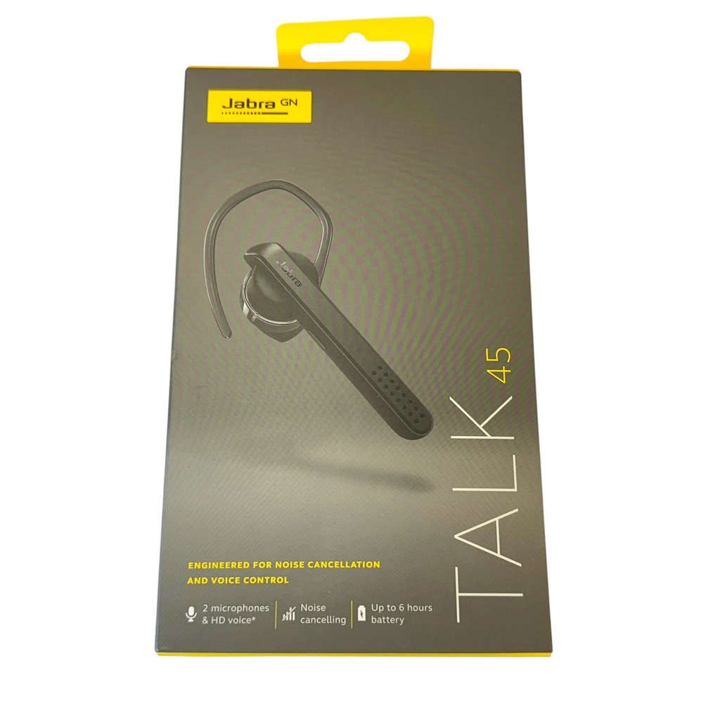 Jabra Talk 45 Bluetooth Headset Black Noise Cancelling HD Voice OTE18 New